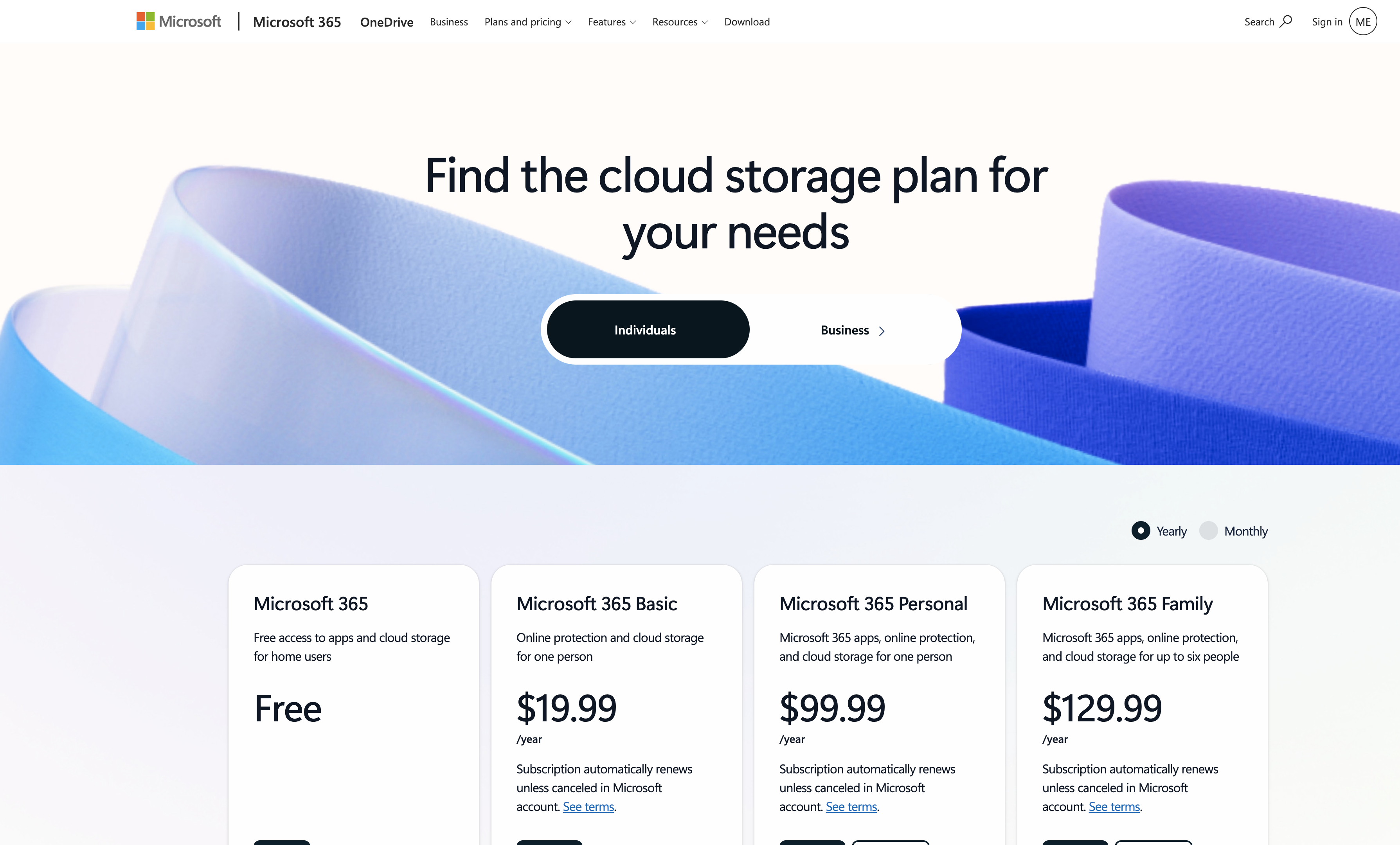 Microsoft OneDrive website